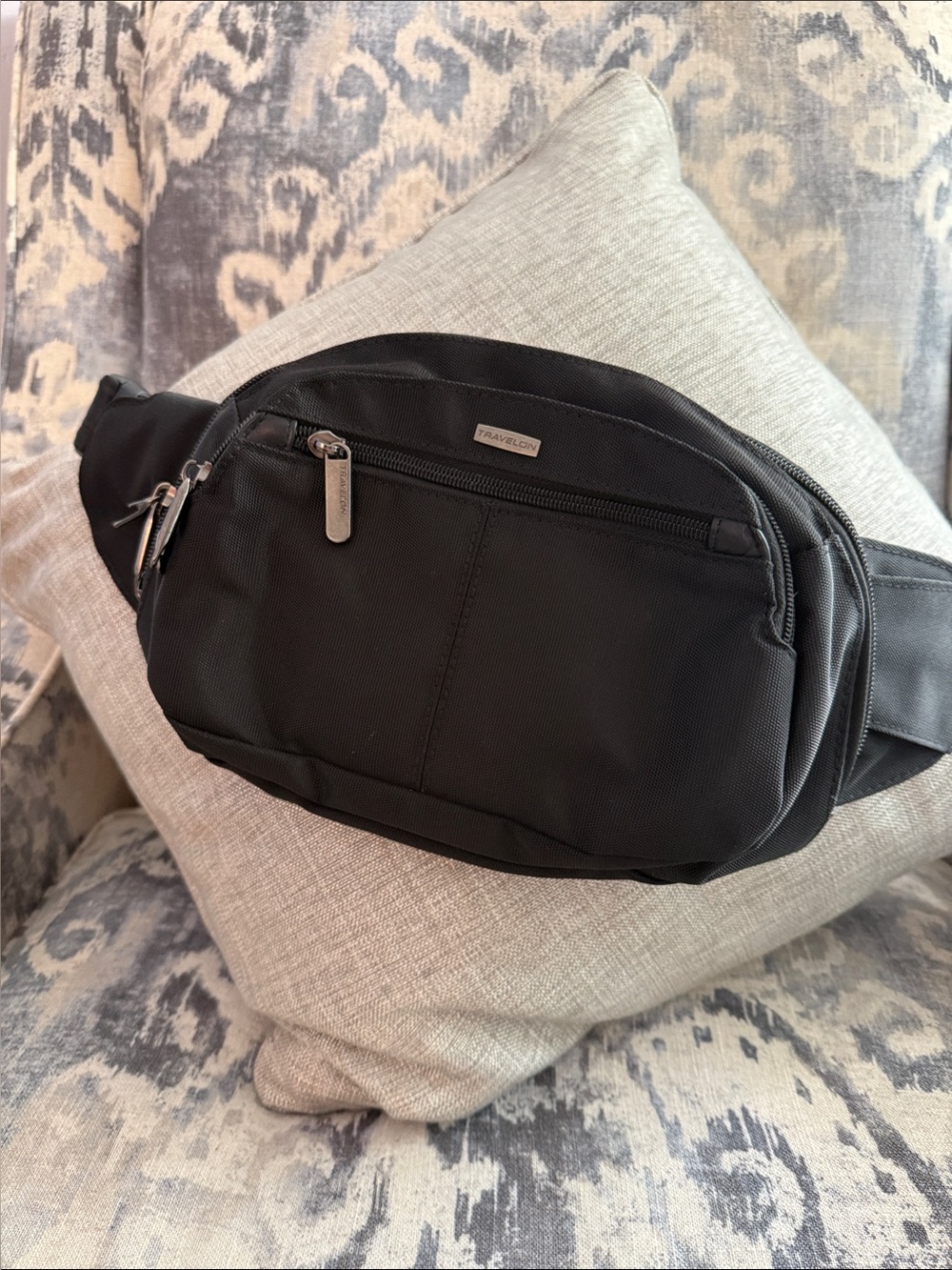 Travelon Black Men's Waist / Sling Bag with Front Zip Pocket